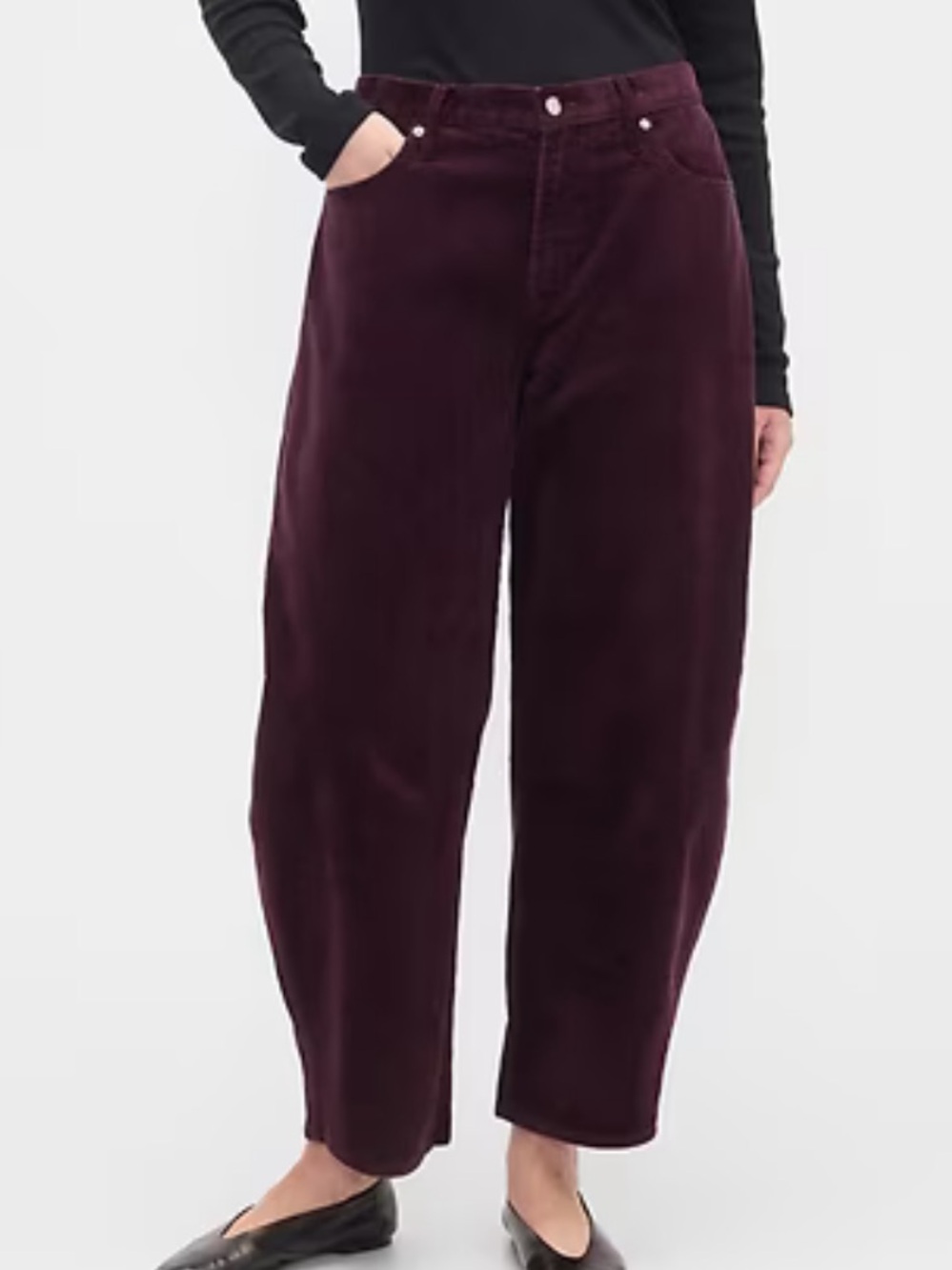 GAP Corduroy Barrel Pants — Eggplant